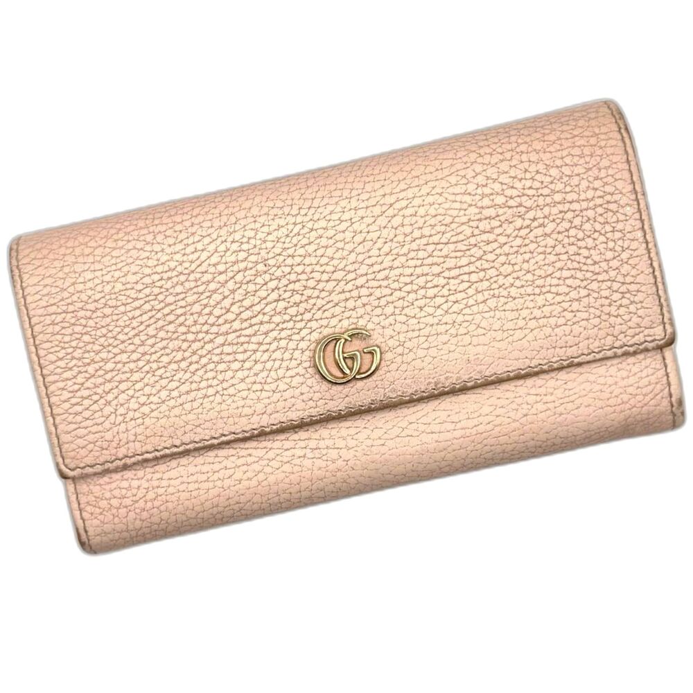 Gucci Beige Leather Interlocking G / GG Continental Wallet Authentic